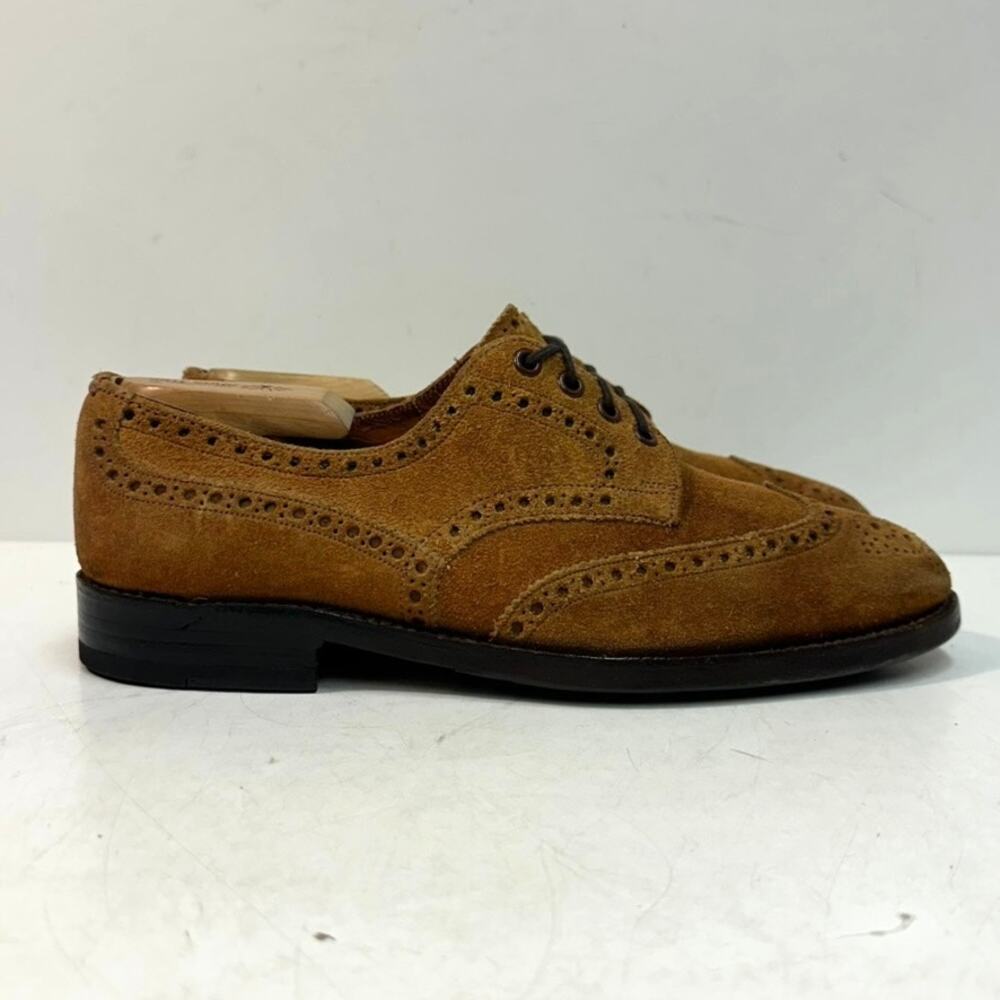 RESOLED Tricker's Bourton Snuff Suede Wingtip Bench Made in England US 9.5 E